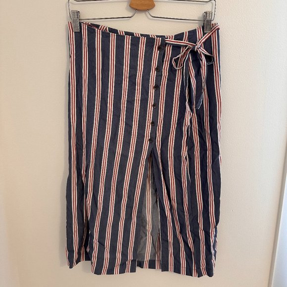 Striped button-down midi skirt - Picture 1 of 6